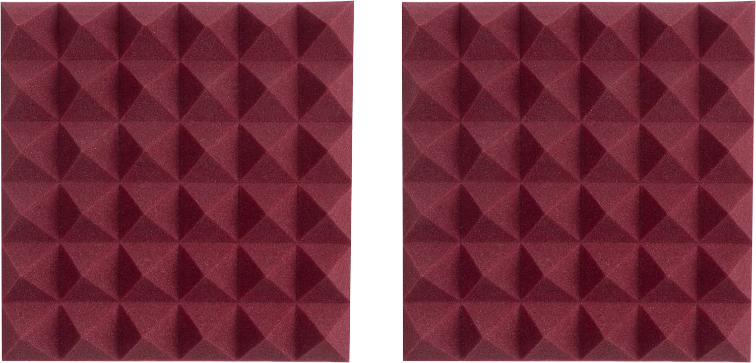 Gator GFW-ACPNL1212PBDY-2PK Pair of 12x12x2-inch Pyramid Foam Burgundy