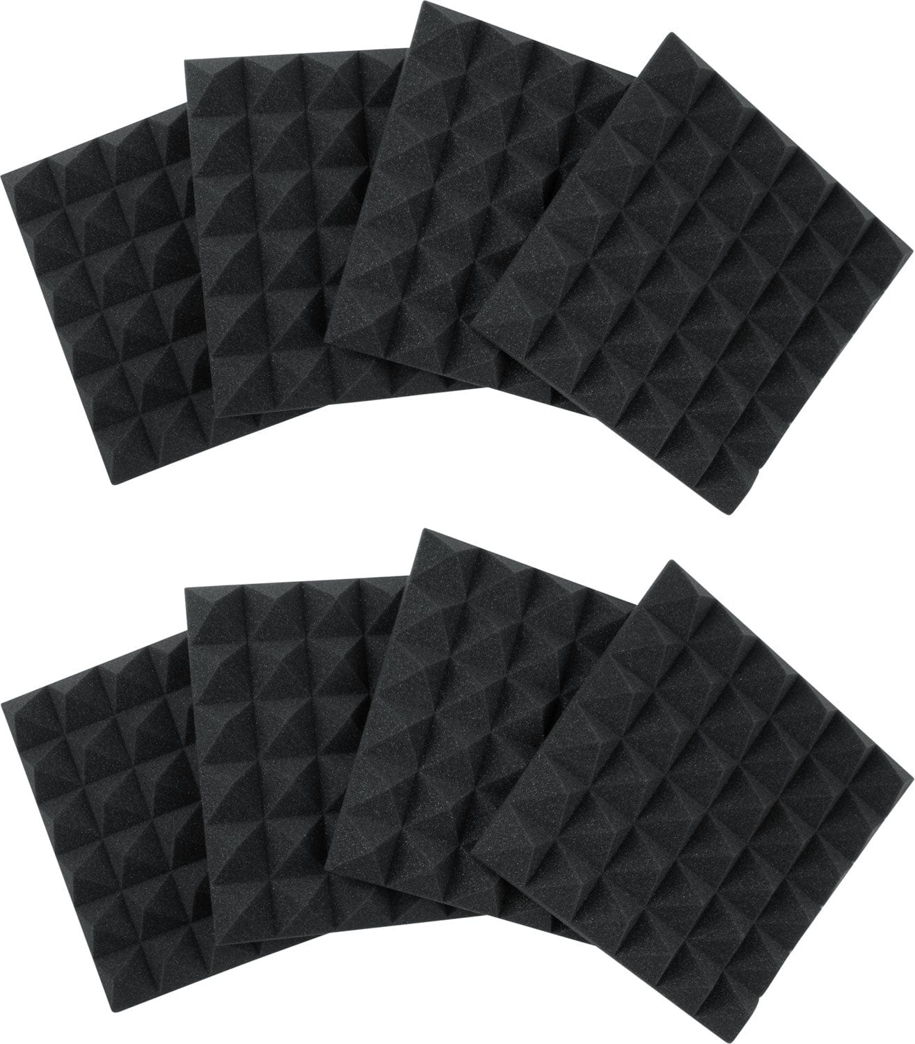 Gator GFW-ACPNL1212PCHA-8PK 8-Pack 12x12x2-inch Pyramid Foam Charcoal