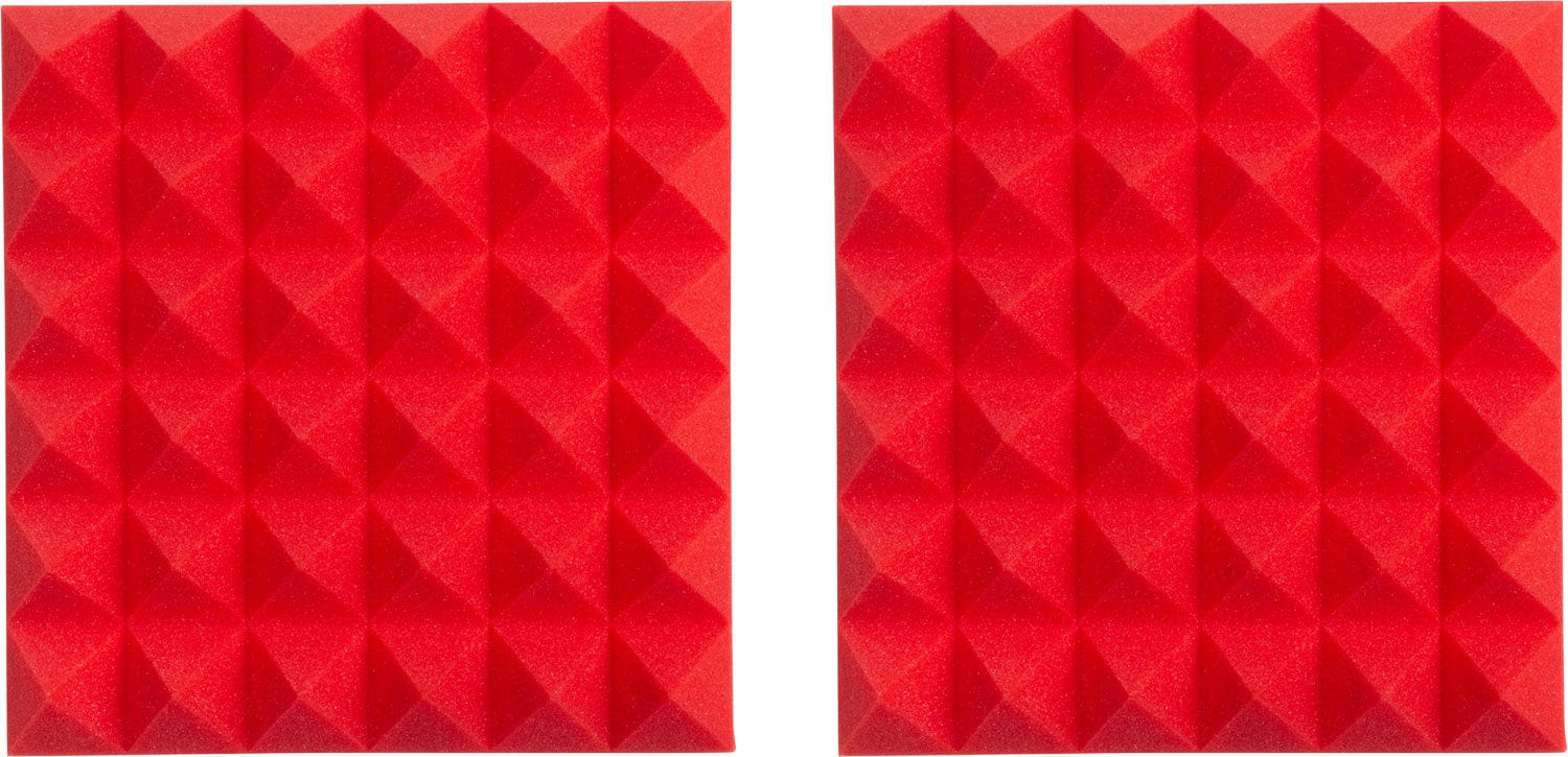 Gator GFW-ACPNL1212PRED-2PK Pair of 12x12x2-inch Pyramid Foam Red
