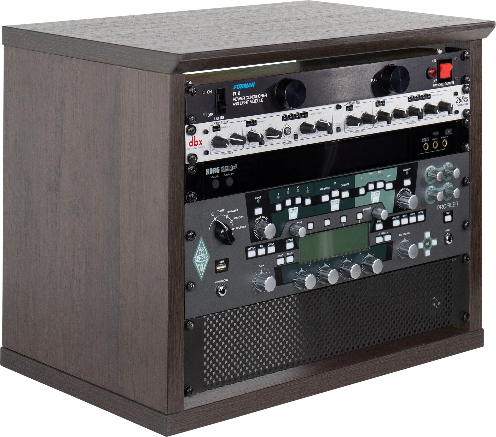 Gator GFW-ELITERK-8U-B Elite Furniture 8U Desktop Studio Rack Walnut - Image 2