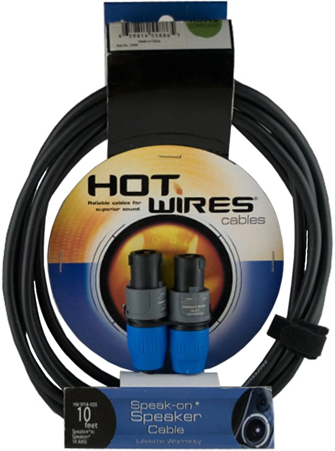 Hot Wires Tour Grade 25 Ft Speaker Cable Speakon to Speakon