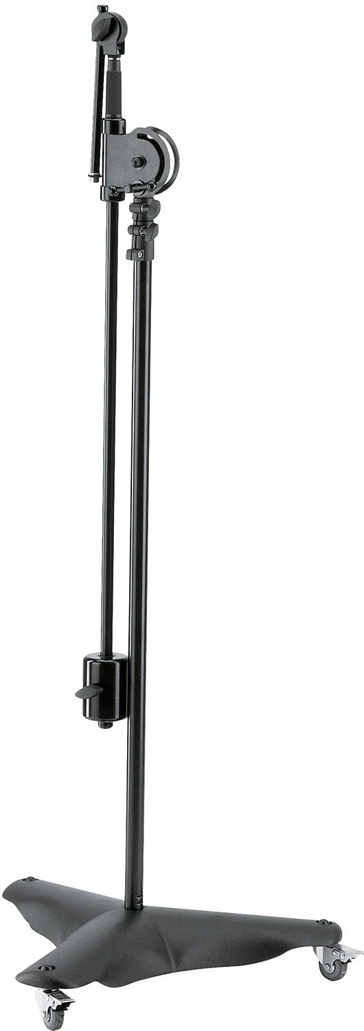 K&M 21430.500.55 Overhead Microphone Stand with 3 Lockable Castor Wheels - Black - Image 2