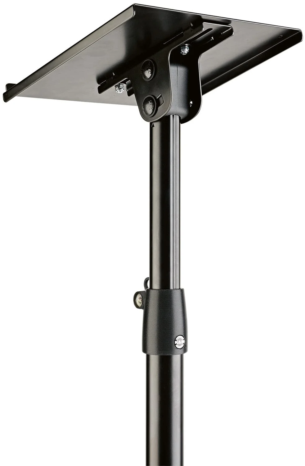 K&M 26754.000.55 Monitor Stand with Tiltable Tray and a Metal Tripod Base - Black - Image 6
