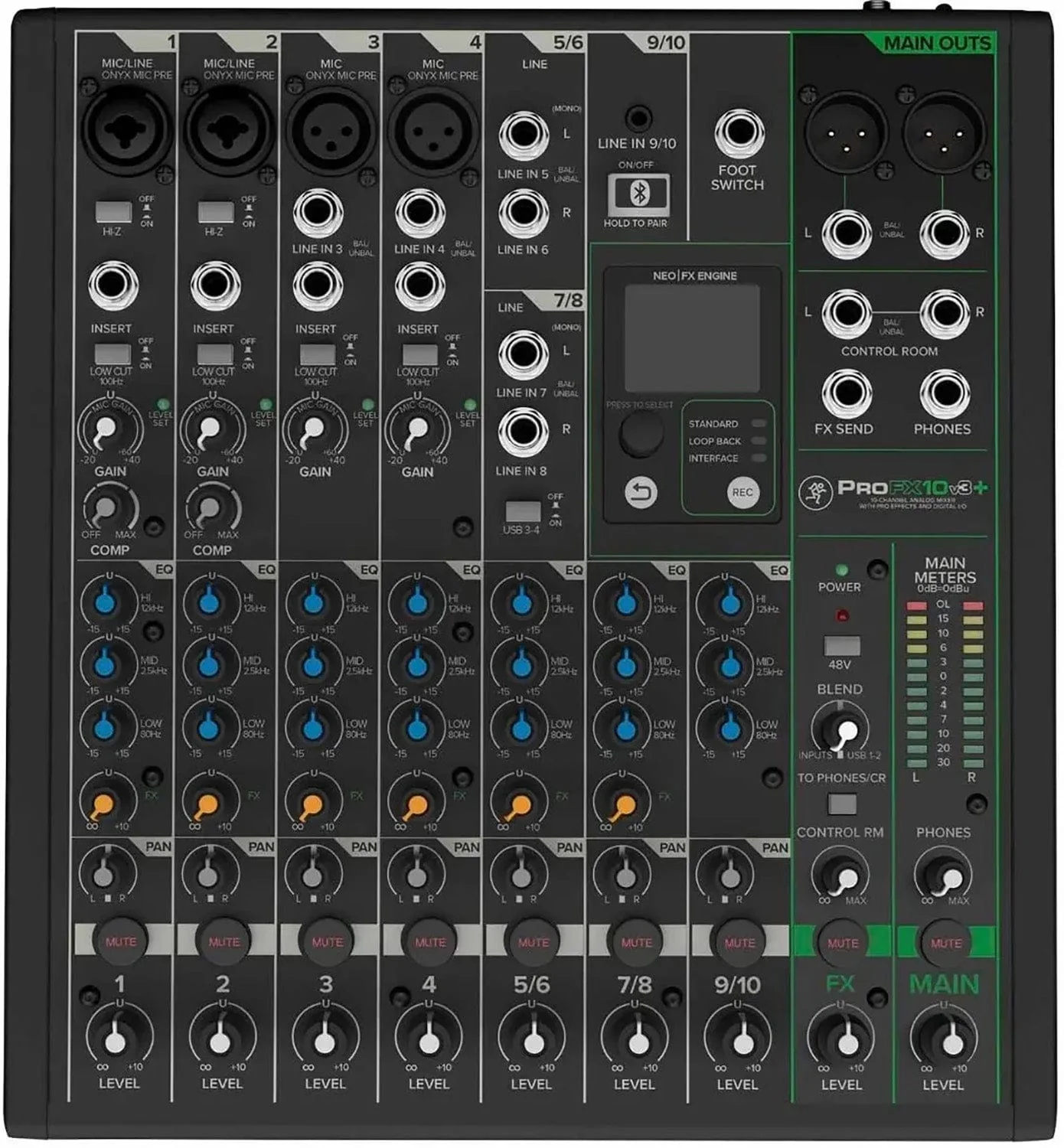 Mackie ProFX10v3+ 10-Channel Analog Mixer with Enhanced FX / USB Recording and Bluetooth - Image 2