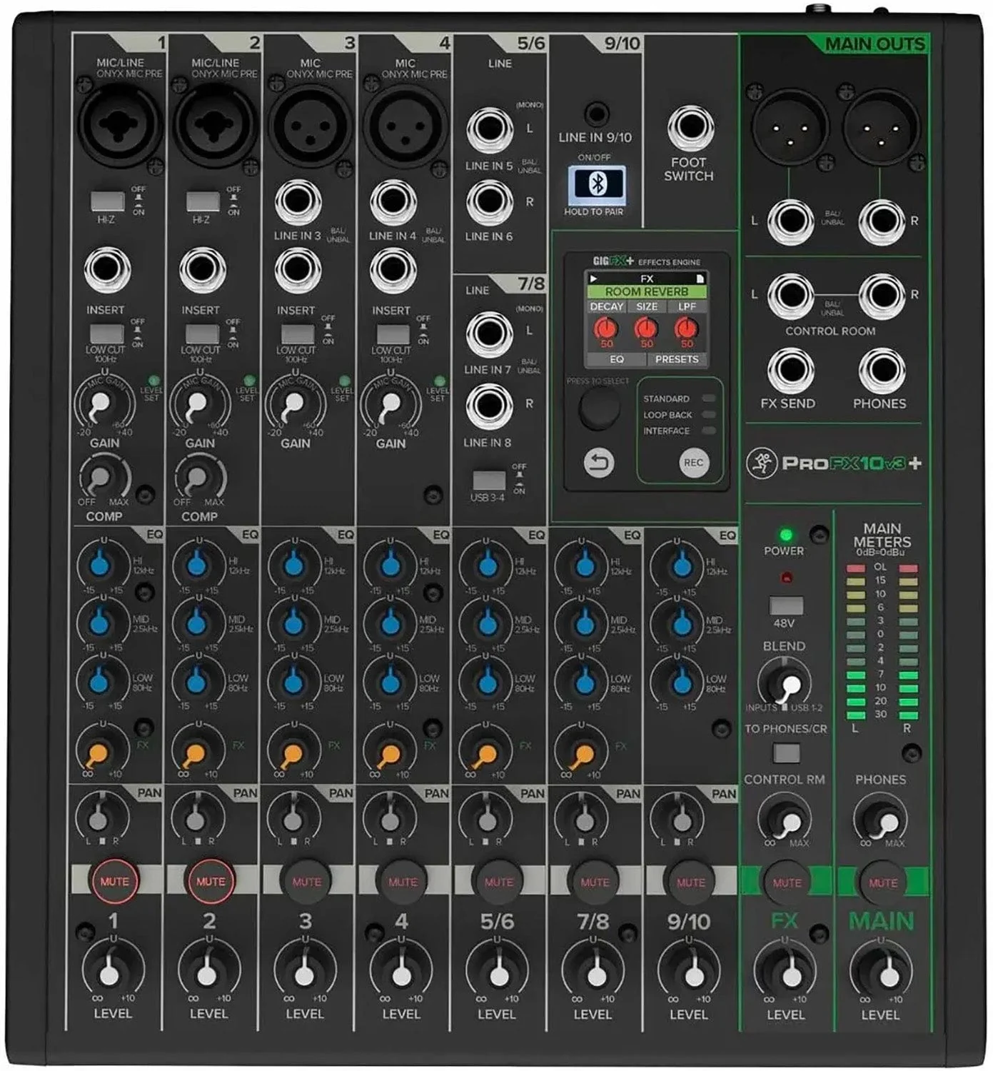 Mackie ProFX10v3+ 10-Channel Analog Mixer with Enhanced FX / USB Recording and Bluetooth - Image 3