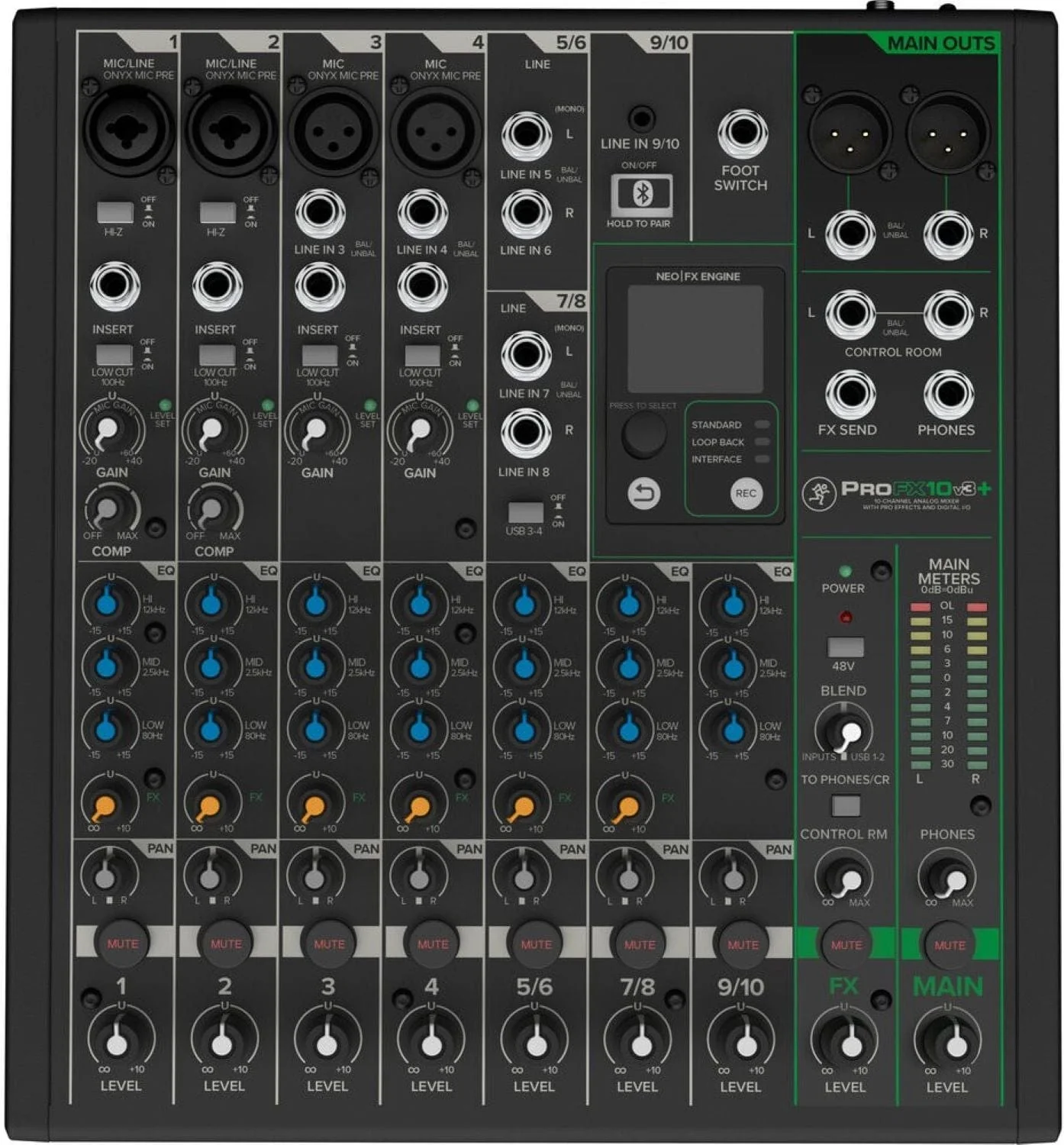 Mackie ProFX10v3+ 10-Channel Analog Mixer with Enhanced FX/USB Recording Modes/Bluetooth - Image 5
