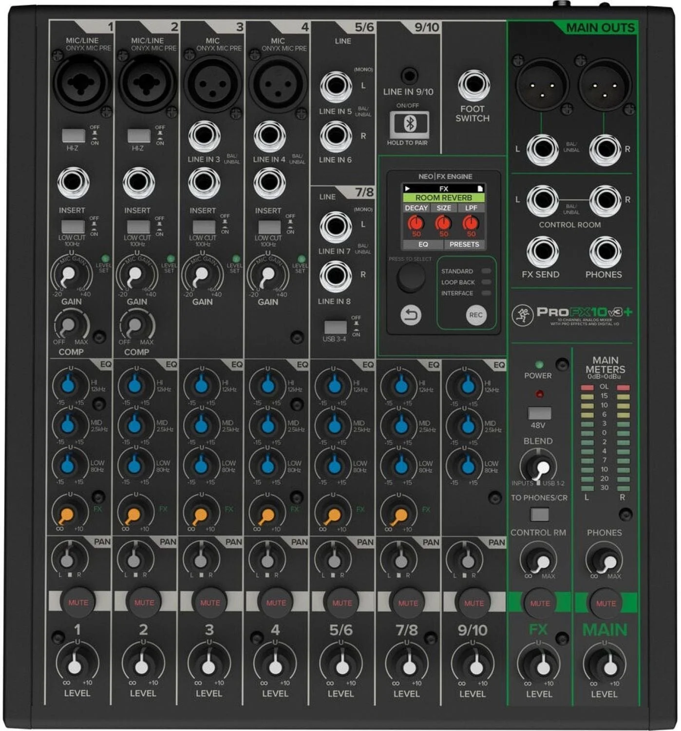 Mackie ProFX10v3+ 10-Channel Analog Mixer with Enhanced FX/USB Recording Modes/Bluetooth - Image 7