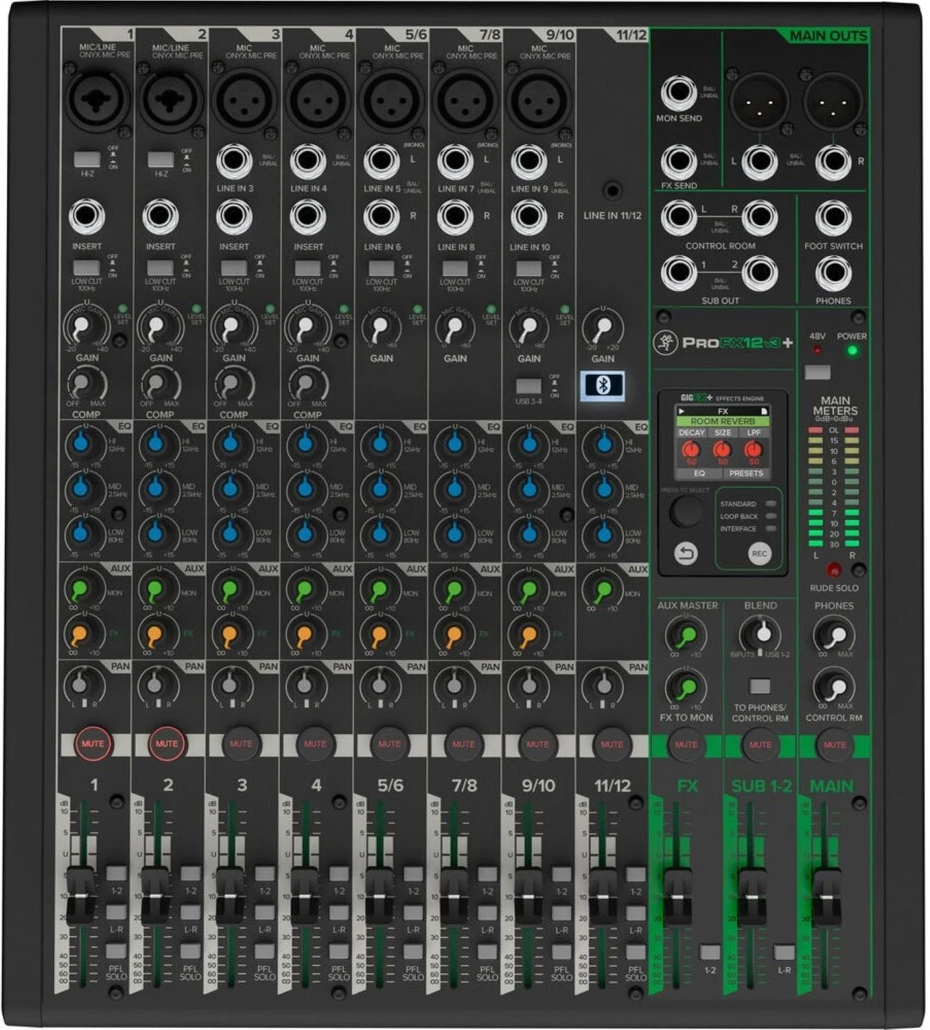 Mackie ProFX12v3+ 12-Channel Analog Mixer with Enhanced FX/USB Recording Modes/Bluetooth - Image 6