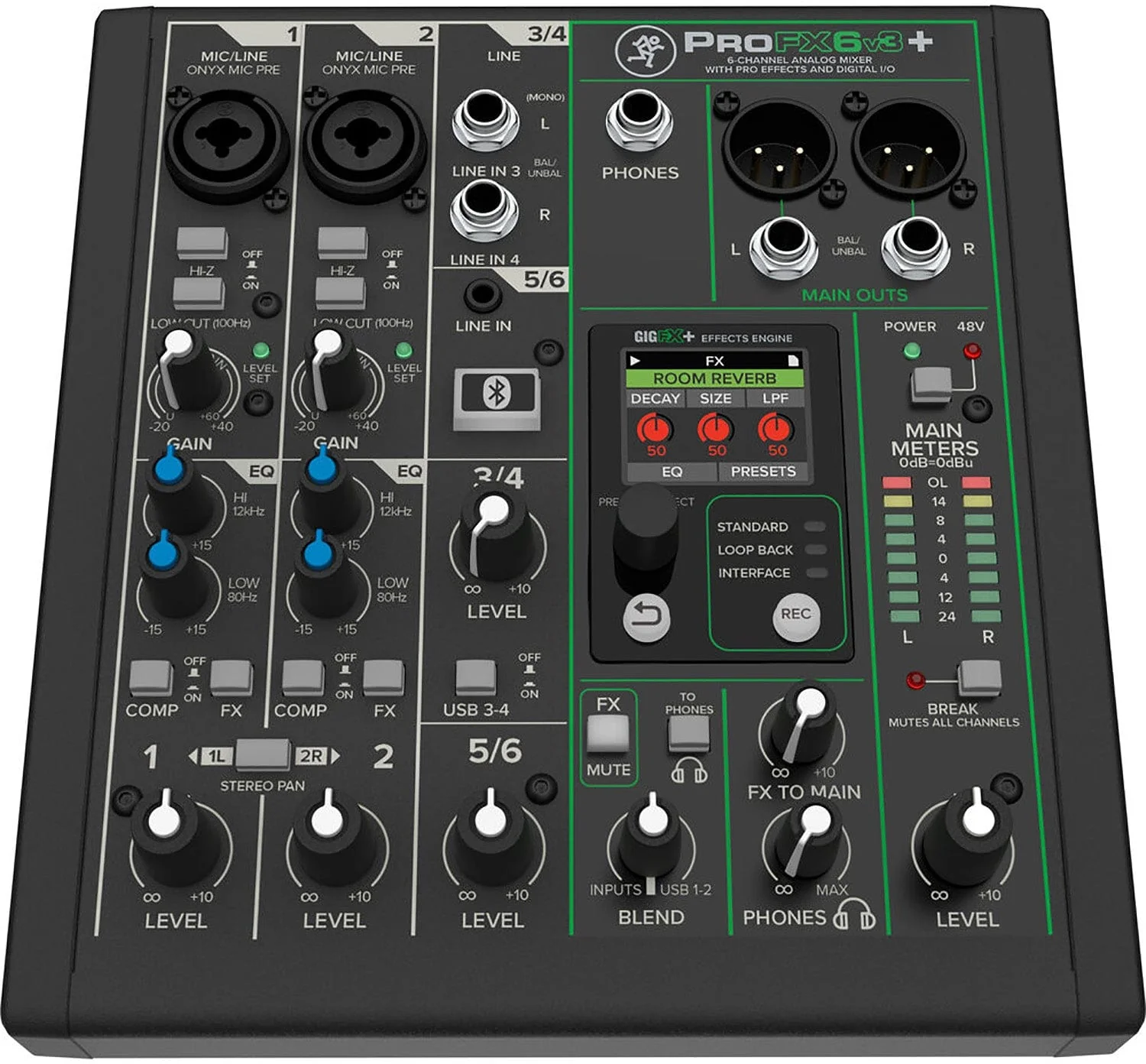 Mackie ProFX6v3+ 6-Channel Analog Mixer with Enhanced FX / USB Recording and Bluetooth - Image 3