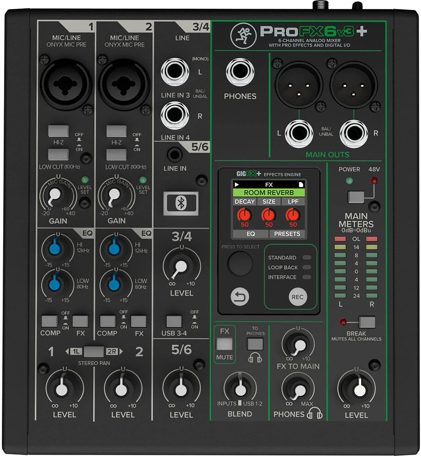 Mackie ProFX6v3+ 6-Channel Analog Mixer with Enhanced FX / USB Recording and Bluetooth - Image 5