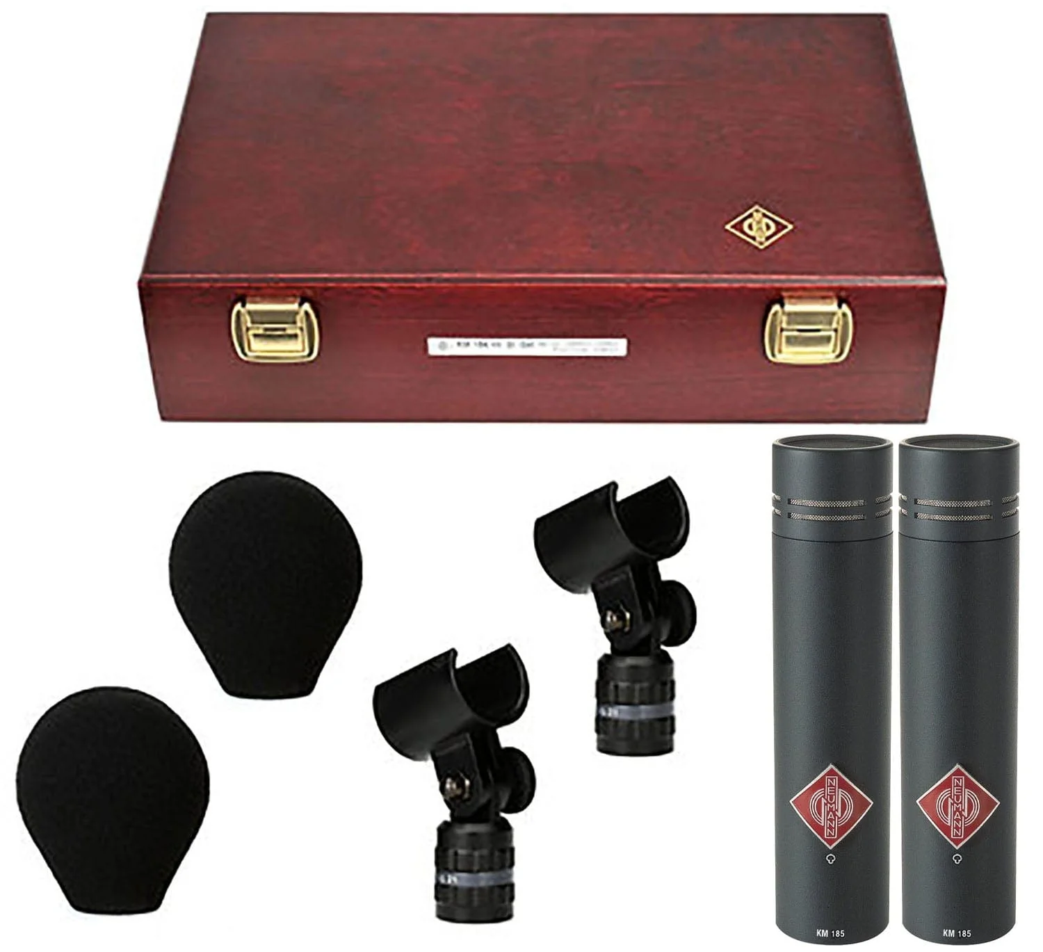 Neumann KM-185-MT-STEREOSET Stereo Microphone Set with 2x KM 185/2x SG 21 BK/2x WNS 100/Box - Black