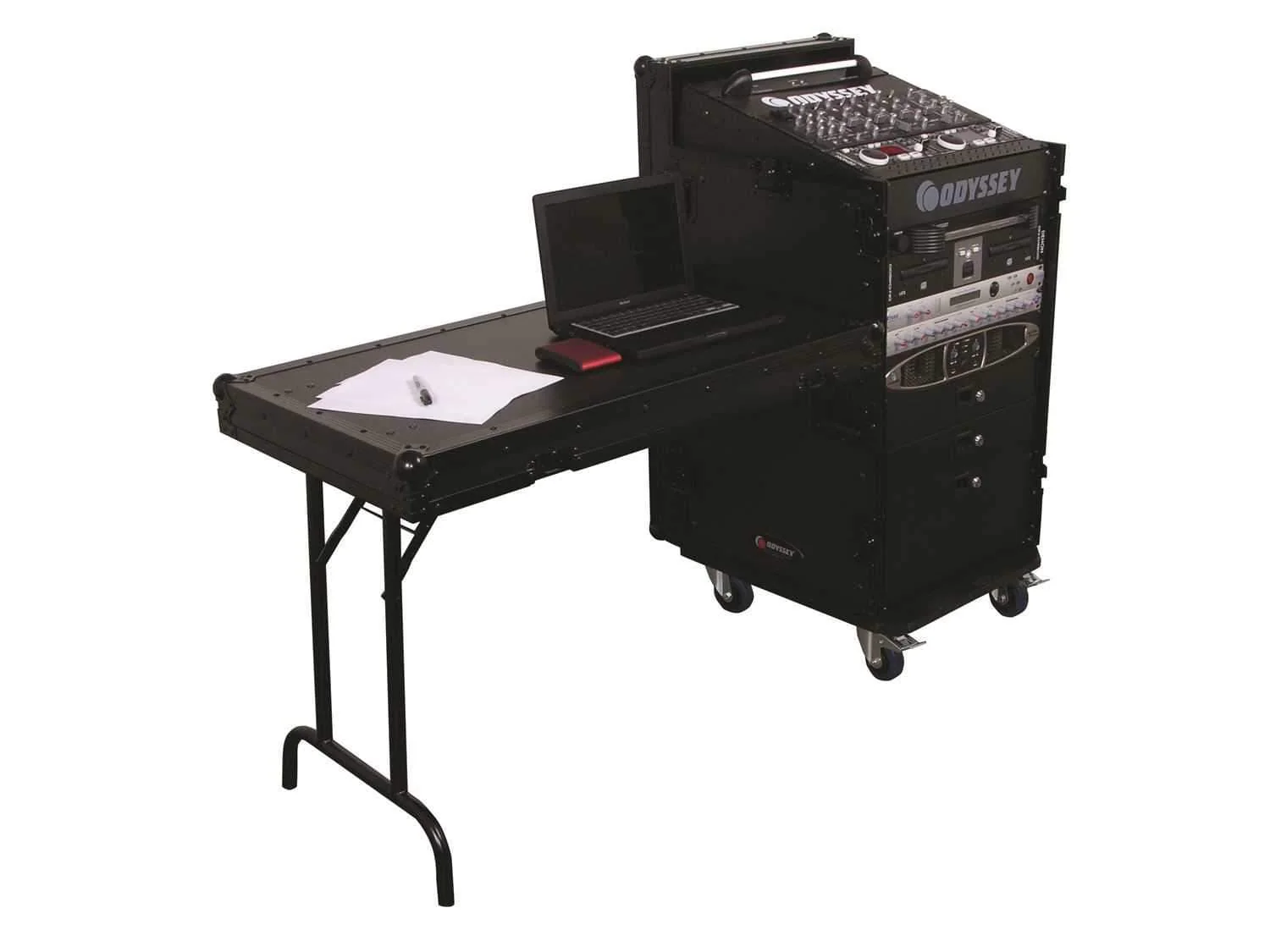 Odyssey FZ1116WDLXBL Black Label 11U x 16U Rack Case with Table