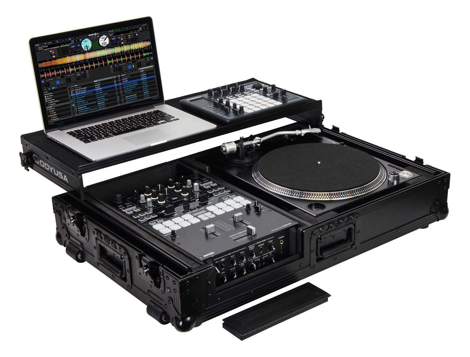 Odyssey FZGS1BM10WBL Black Single Turntable DJ Coffin for 10-Inch Mixer - Image 2