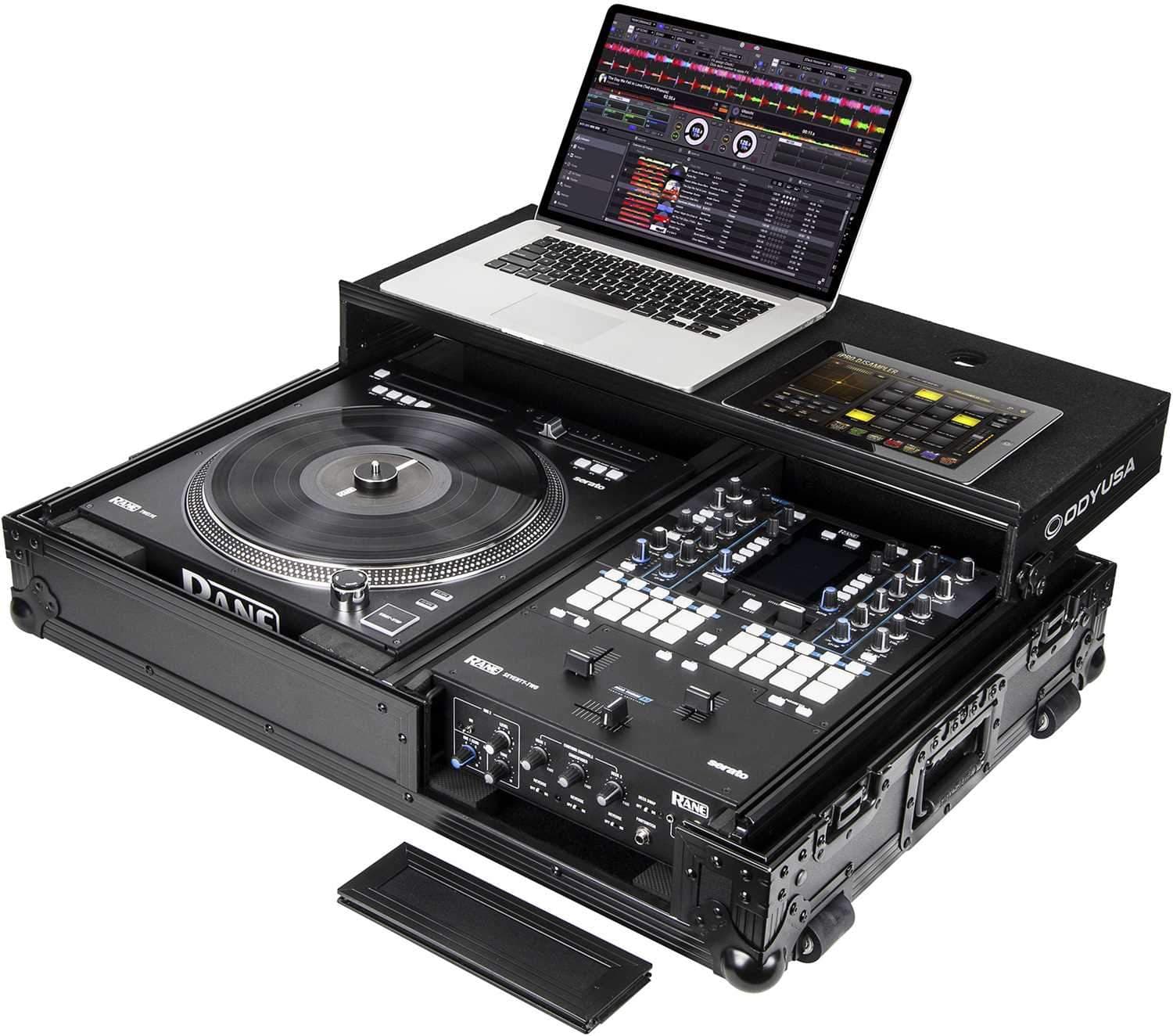 Odyssey FZGS1RA1272WBL Black Compact DJ Coffin with Wheels for Rane Twelve & Seventy-Two