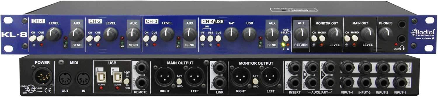 Radial KL-8 Rackmount Keyboard Mixer 4 Input - Image 5