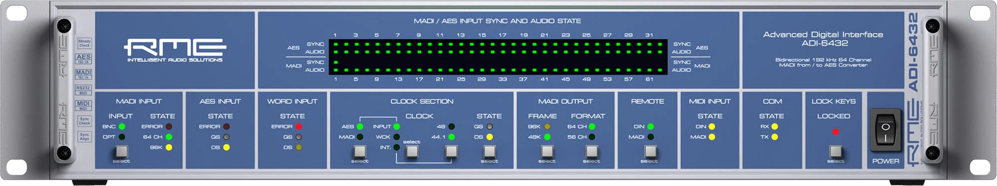 RME ADI6432 R 24 Bit / 192 Kilohertz 2x64-Channel MADI to AES/EBU Converter