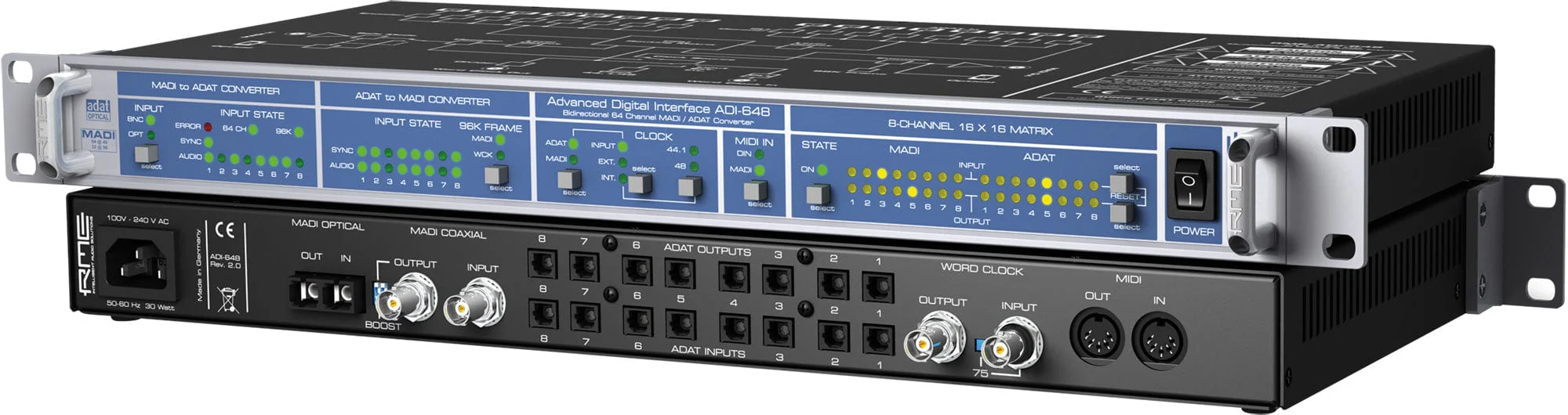 RME ADI648 24-Bit / 96 Kilohertz 2x64-Channel MADI to ADAT Converter - Image 3