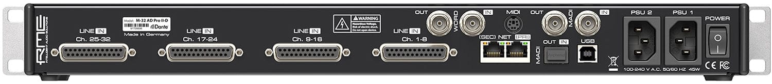 RME M32-AD-PRO-II-D 32-Channel High-End 192 kiloHertz AD Converter with Dante and MADI - Image 2