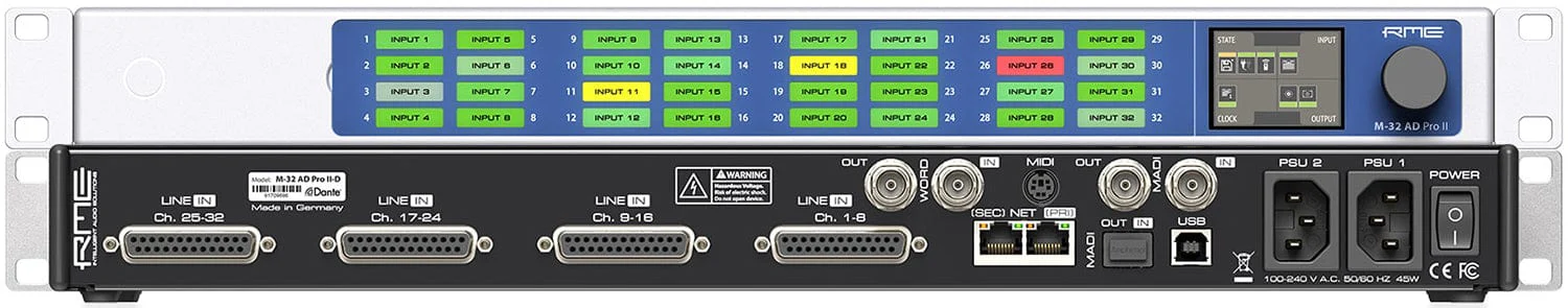 RME M32-AD-PRO-II-D 32-Channel High-End 192 kiloHertz AD Converter with Dante and MADI - Image 4