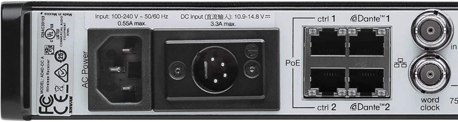 Shure AD4QNP=-B 4-Channel Digital Wireless Receiver for AD / ADX Transmitters - B Band - 606-810 MHz - Image 4