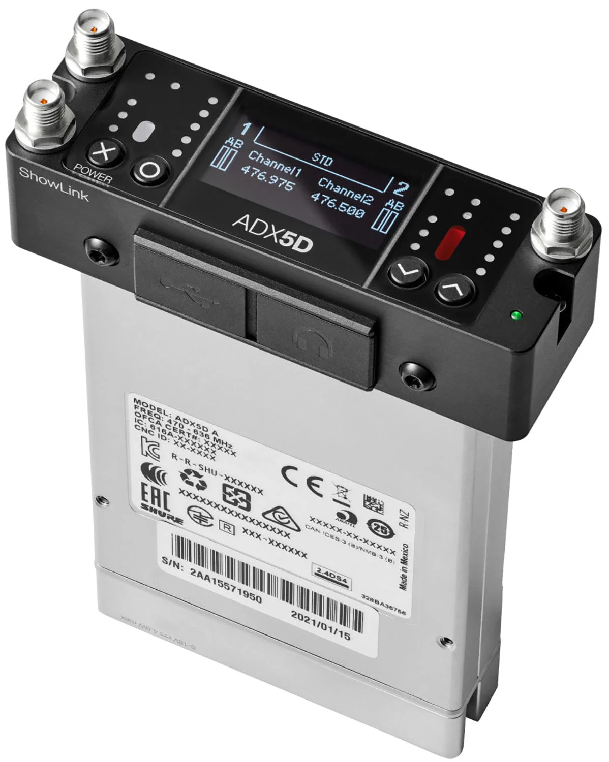 Shure Axient ADX5DUS Digital Dual-Channel Portable Wireless Receiver - C Band - Image 2