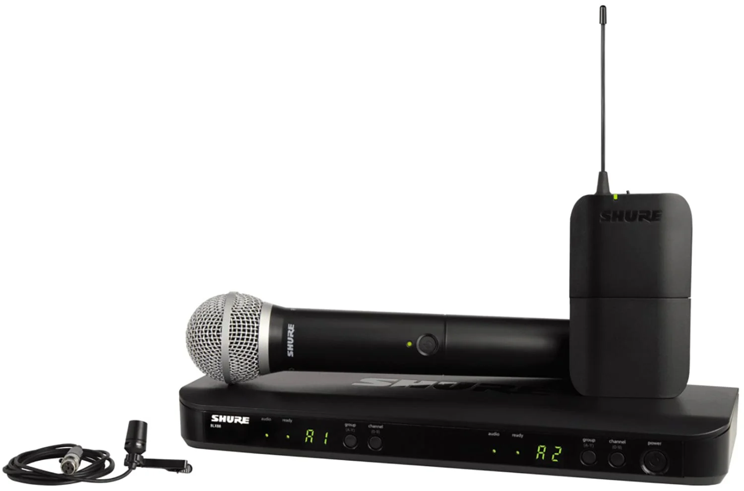 Shure BLX1288 Wireless Combo System with PG58 Handheld and CVL Lavalier - H11 Band