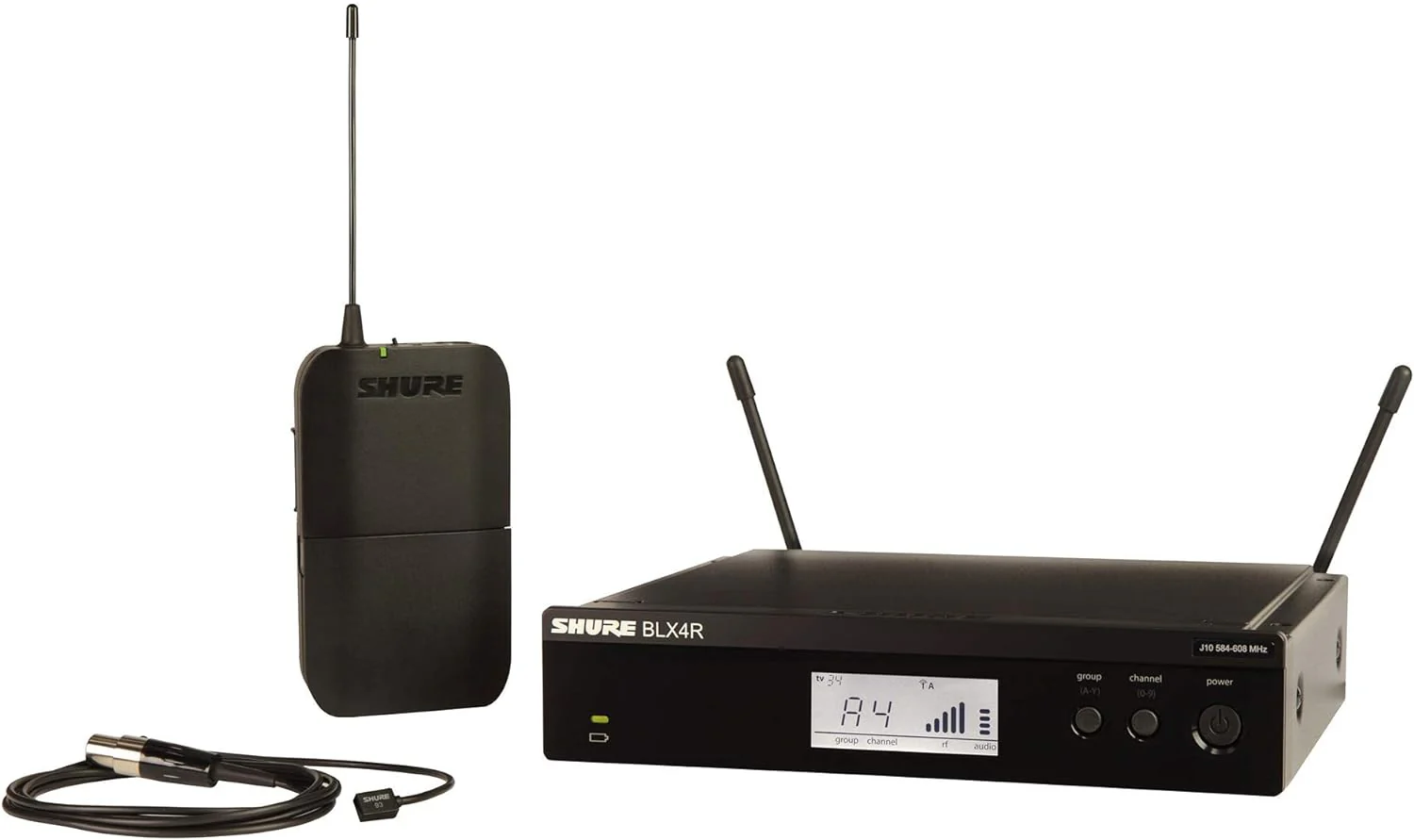 Shure BLX14R Wireless Rack-mount Presenter System with WL93 Miniature Lavalier Microphone - J11 Band