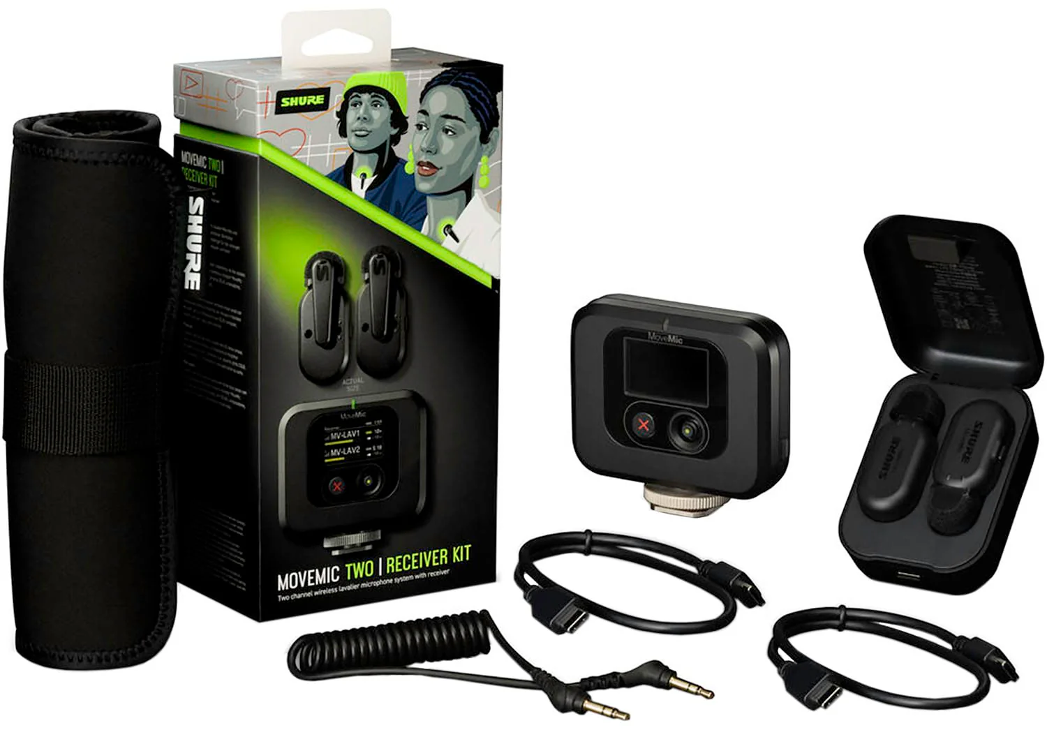 Shure MV-TWO-KIT-Z7 MoveMic Wireless Lavalier Microphone Pair for Phones with Receiver / Charge Case - Image 10