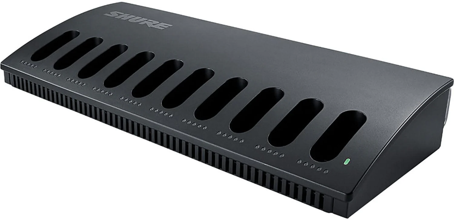 Shure MXCWNCS-US 10-Bay Networked Charging Station for SB930 Batteries - US Power Supply
