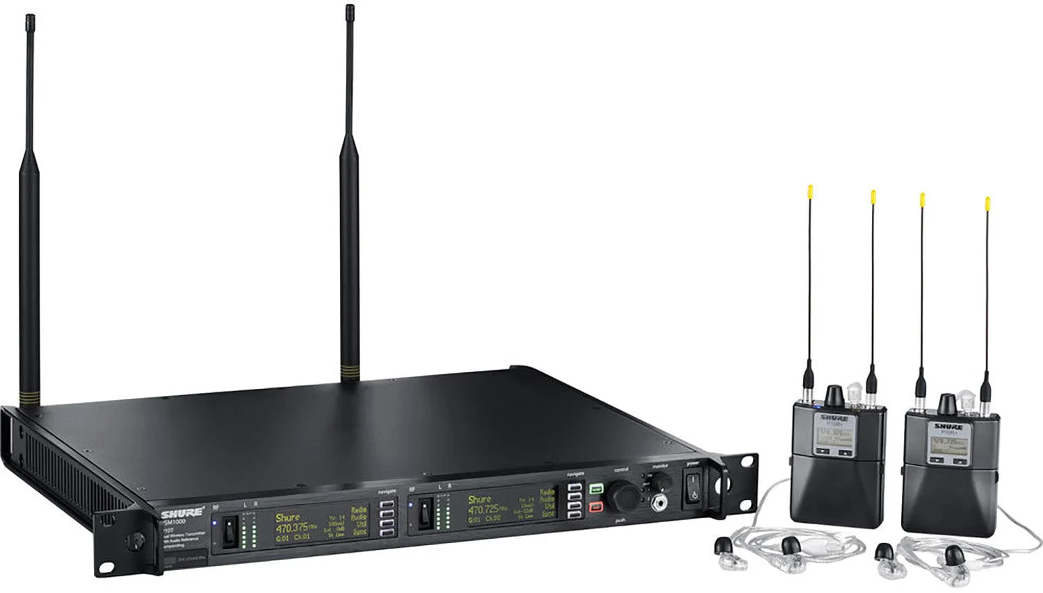 Shure P10TR+425CL-G10 PSM1000 Monitor System - Dual Transmitter/2x Bodypacks/2x Earphones - G10 Band