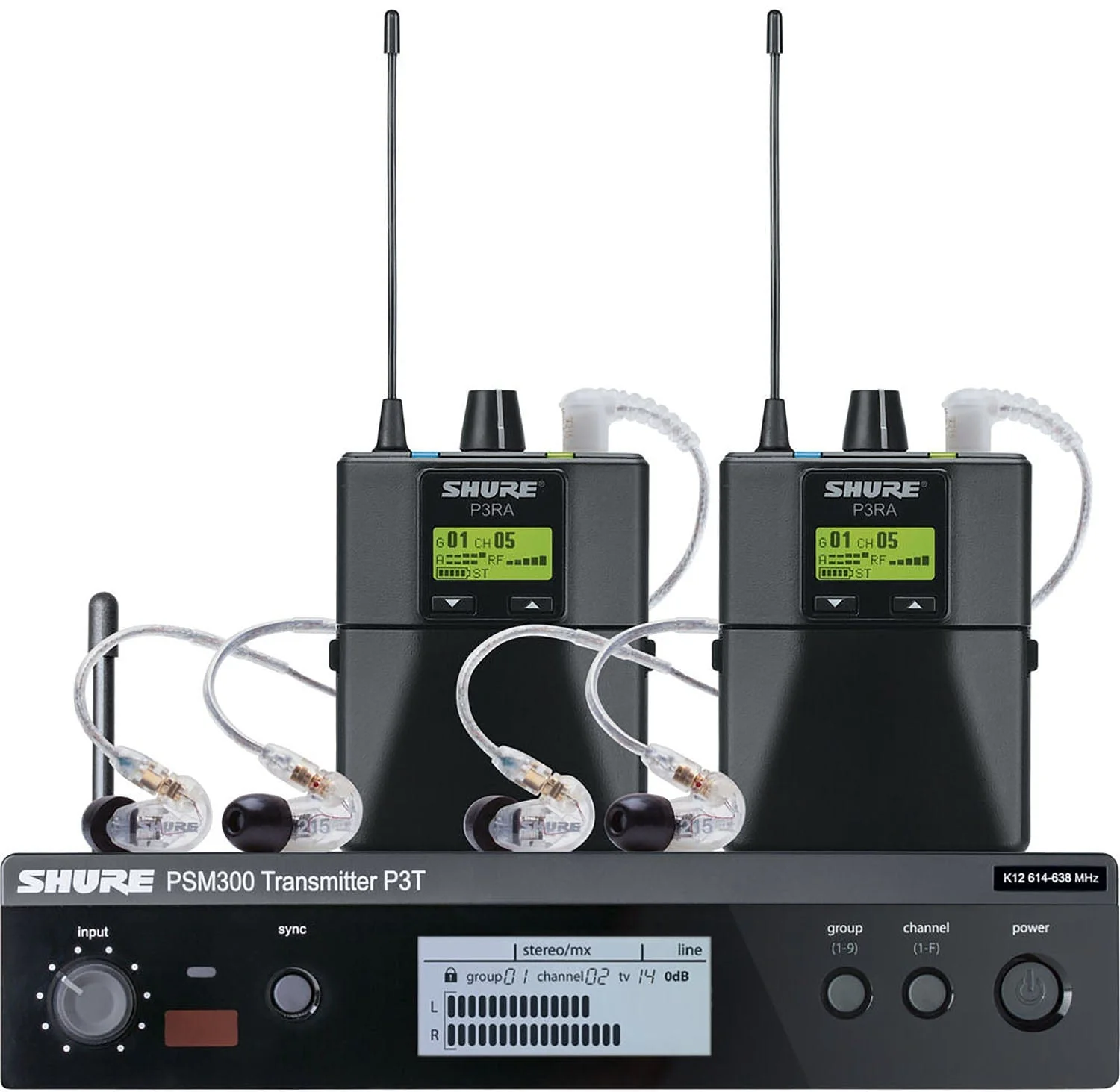 Shure P3TRA215TWP-H20 PSM300 Twinpack Pro Monitoring System with Earphones - H20 Frequency