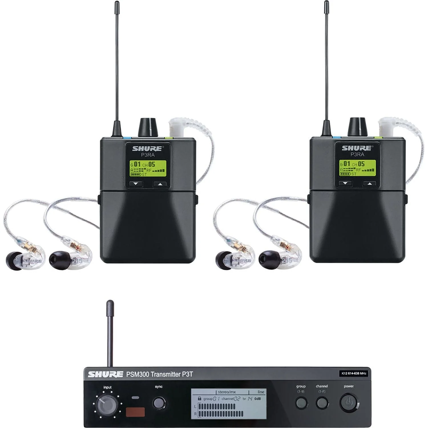 Shure P3TRA215TWP-H20 PSM300 Twinpack Pro Monitoring System with Earphones - H20 Frequency - Image 2
