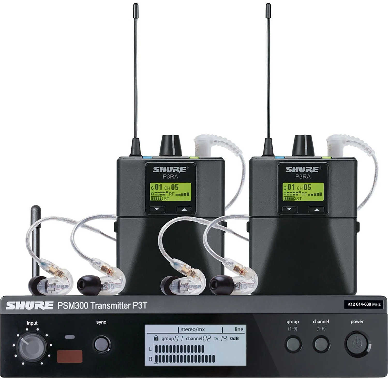 Shure P3TRA215TWP-J13 PSM300 Twinpack Pro Monitoring System with Earphones - J13 Frequency