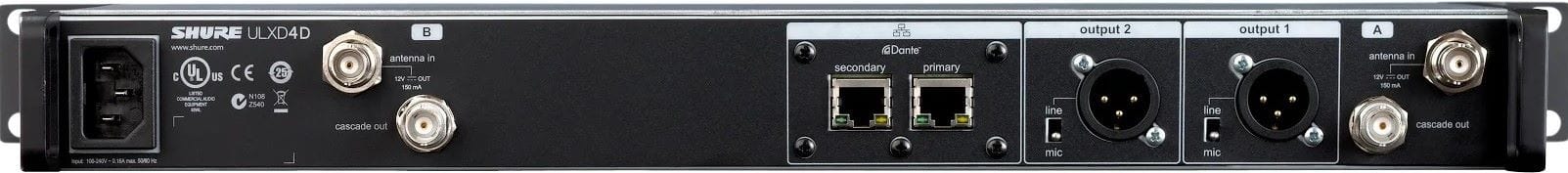 Shure ULXD4D-GV Dual-Channel Digital Wireless Receiver - J50A Band - Image 2